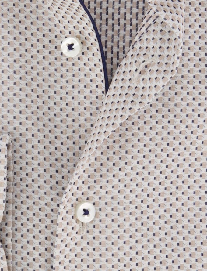 Eterna overhemd beige modern fit katoen lange mouw