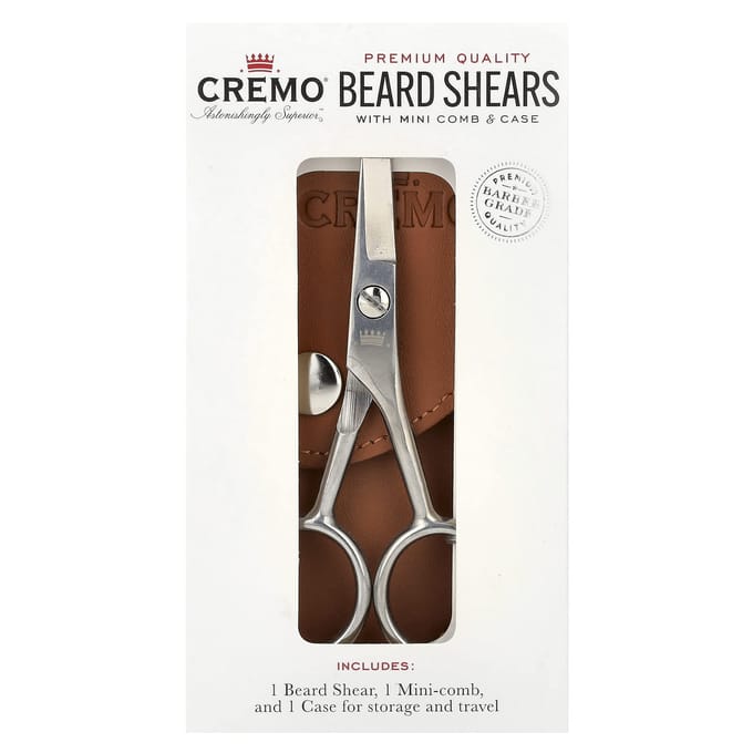 Cremo, 3-piece kit including premium quality beard scissors, mini comb and case