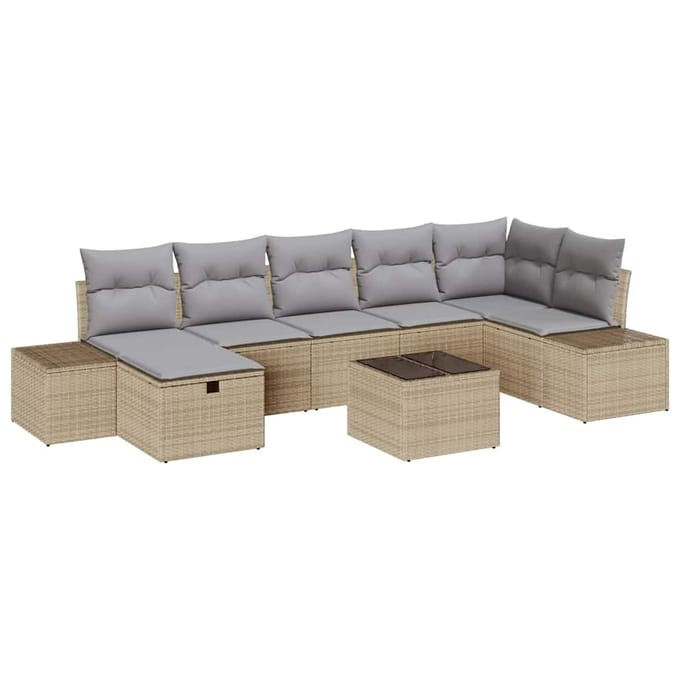 vidaXL - Bankstel - 7 - st - poly - rattan