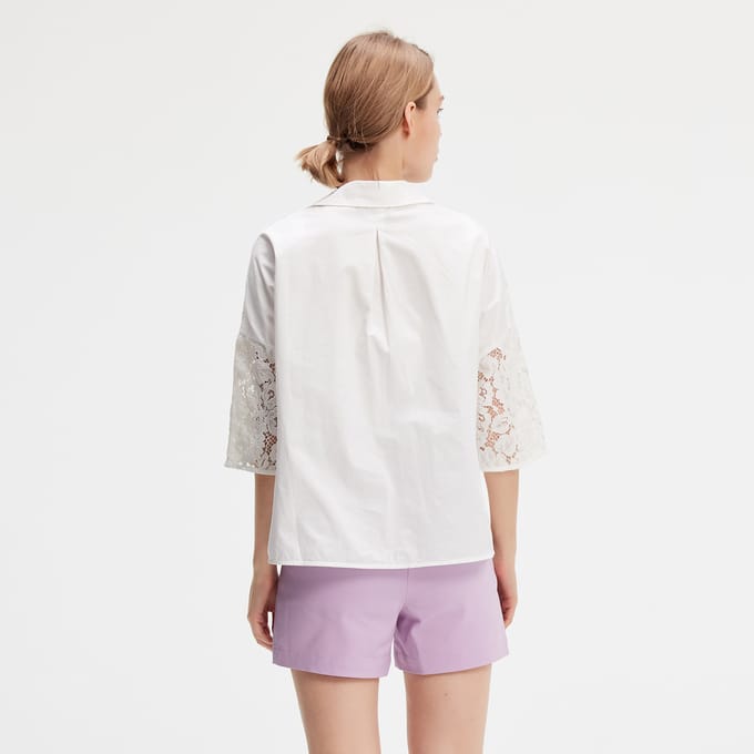 Kant- en katoenen blouse