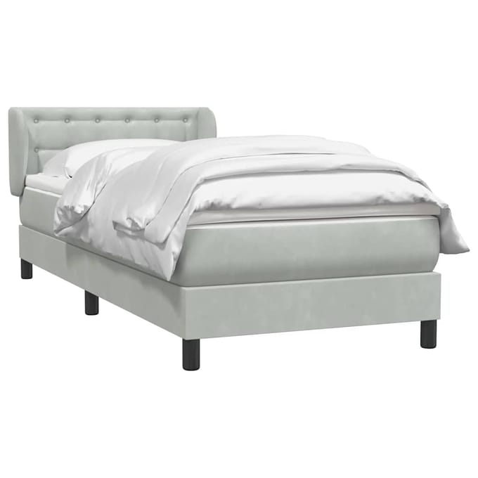 vidaXL - Boxspring - met - matras - fluweel - lichtgrijs - 80x220 - cm