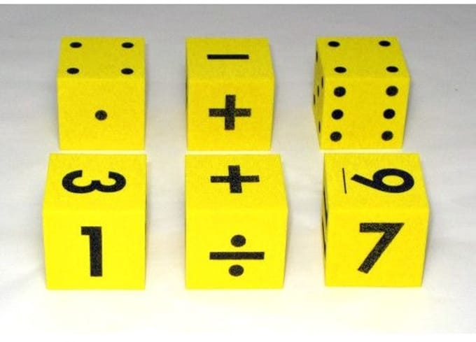 Foam Reken Dobbelstenen Plus/Min 1-6 (12 stuks)