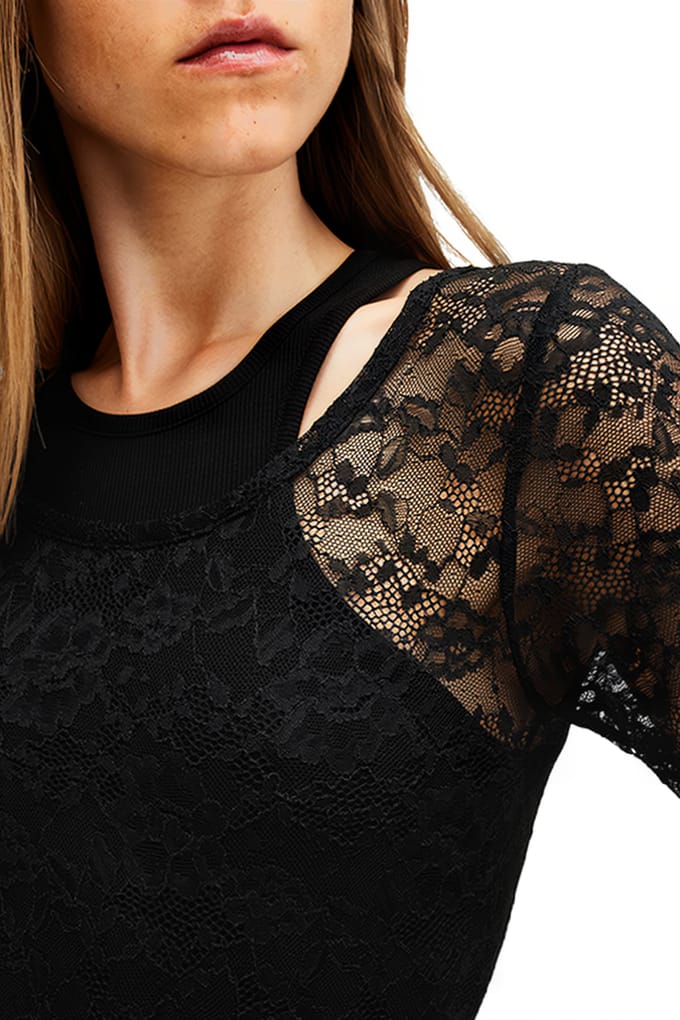 AllSaints Nori Lace Bodysuit Black Taglia: 12 | Body Outlet | Donna | Nero
