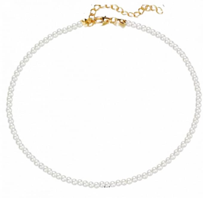 Parel synthetische -ketting -Wit -kort- Goudkleurig- 4 mm -Charme Bijoux