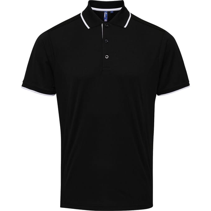 Premier Herencontrast Coolchecker Polo Shirt (Zwart/Wit)