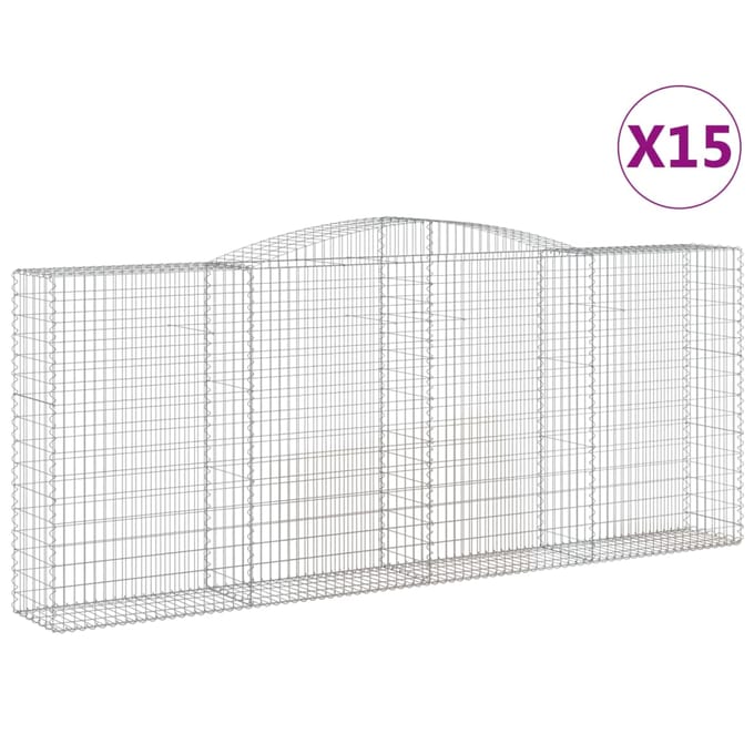 vidaXL - Schanskorven - 15 - st - gewelfd - 400x50x160/180 - cm - ijzer