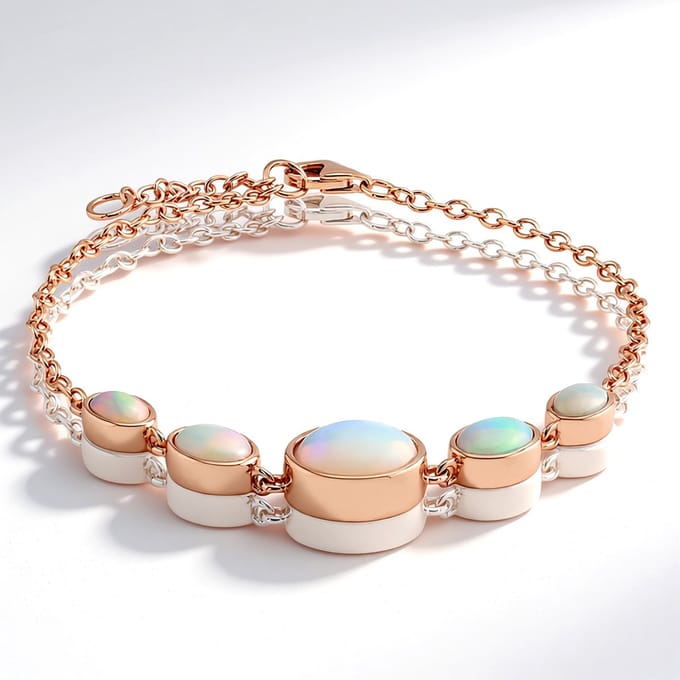 Ethiopische Welo Opaal Rose Vergulde Armband