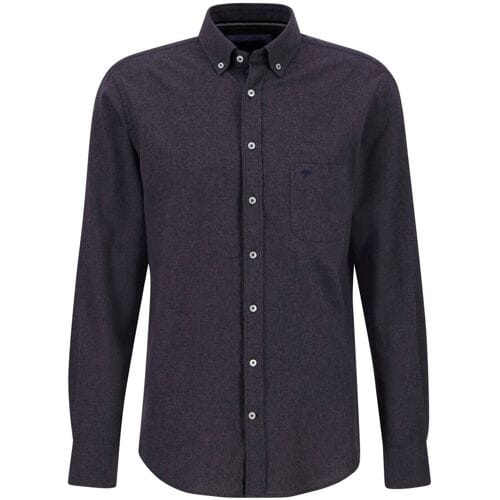 Fynch-Hatton Overhemd Premium Fine Flanel Uni Button Down Charcoal / male
