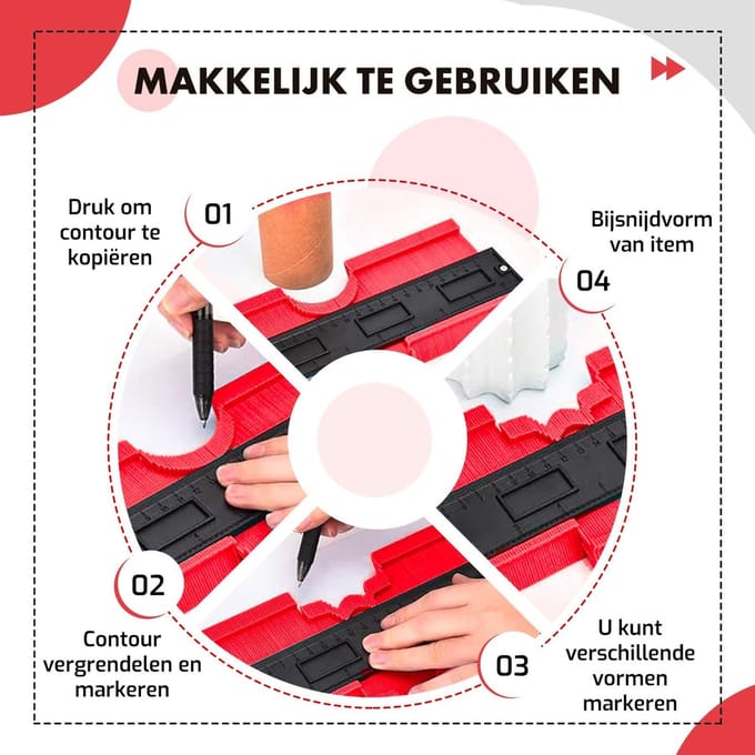 Krexs Aftekenhulp - Laminaat Legset - Profielmal - Laminaat - Contourmal - Profielmeter - 27 CM