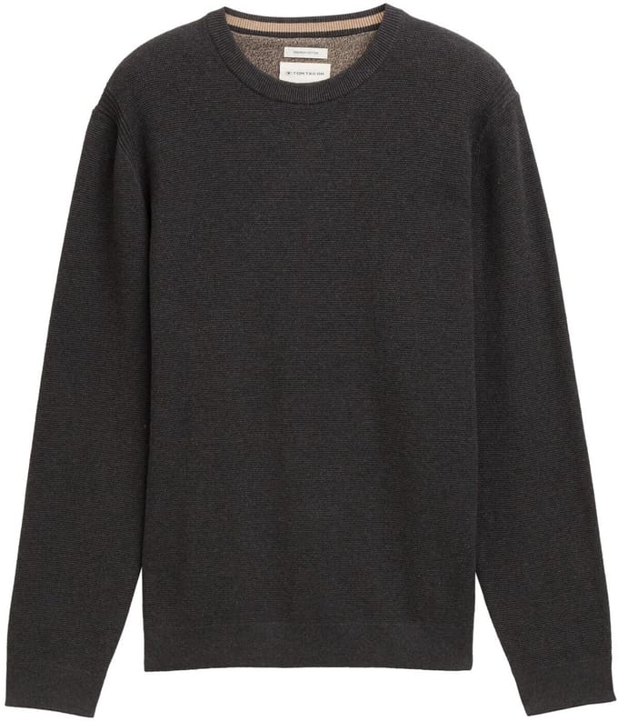 Tom Tailor - Gebreide trui van katoen - Maat S - Black Grey Melange
