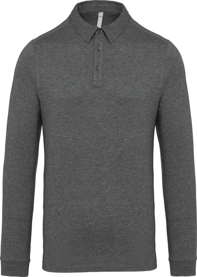 Kariban Herenpolo lange mouwen van jersey K264 - Grey Heather - XXL
