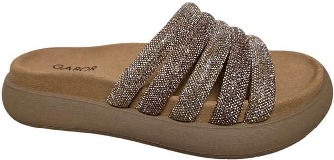 Gabor 83.752.82 Slippers Brons Goud Strass Leer Dames - Brons/Goud - 43