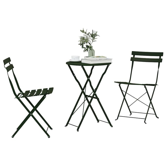 vidaXL - Opvouwbare - Bistroset - 3 - st - Bossen - Staal