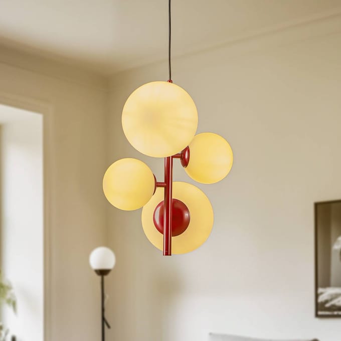 ALDEX Hanglamp Joel, wijnrood/wit, 4-lamps