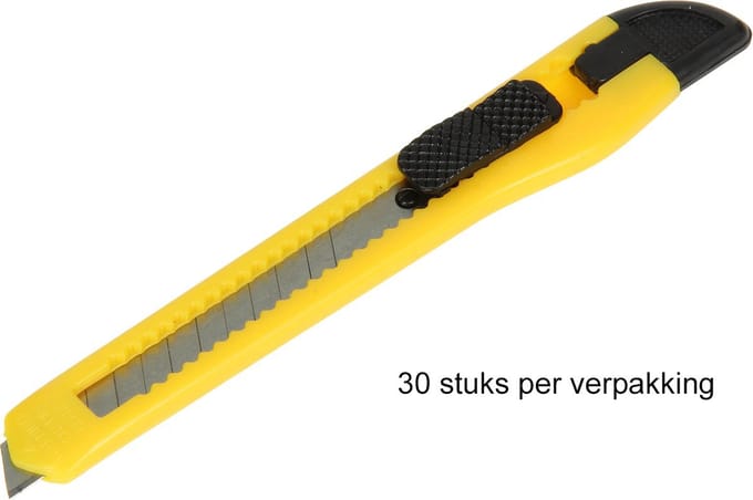 30 stuks afbreekmes 9 mm - wegwerp mes - goedkoop afbreekmes - 123borstels afbreekmes