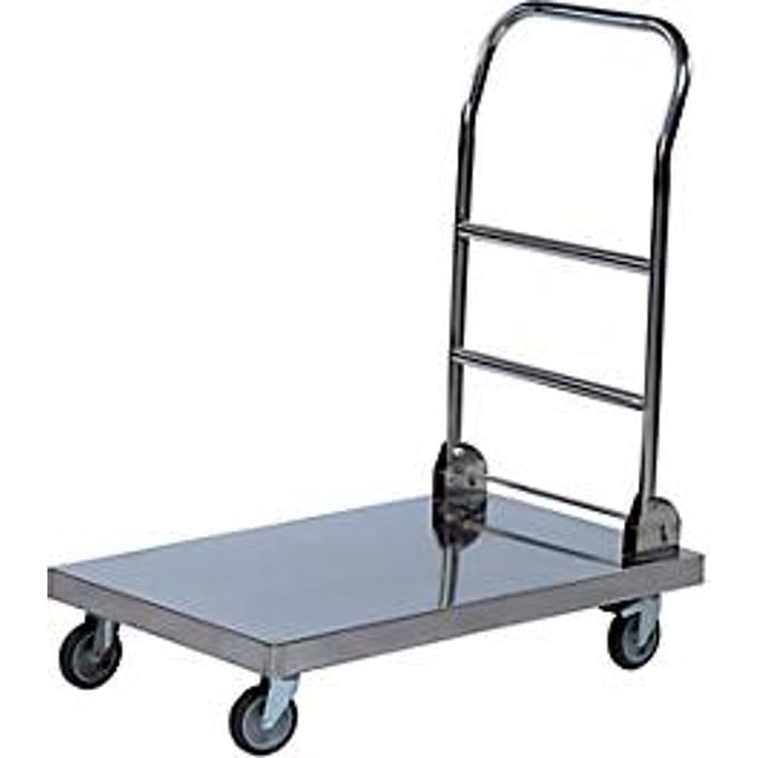 Rvs-duwwagen met opklapbare beugel, 780 x 520 mm