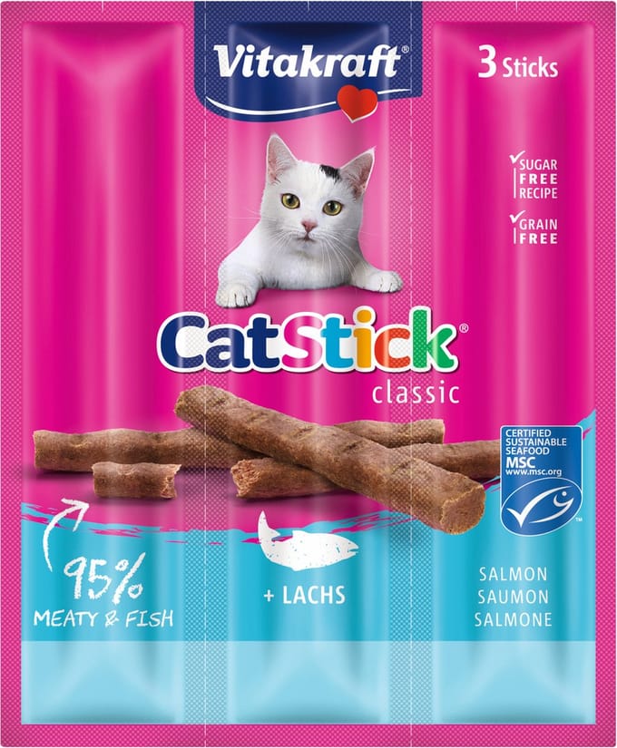 Vitakraft Catstick Mini - Kattensnack - Zalm - MSC Keurmerk - 3 sticks