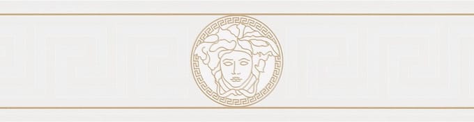 Exclusief luxe behang Profhome 935223-GU behangrand licht gestructureerd met grafisch patroon glimmend goud wit 0,65 m2