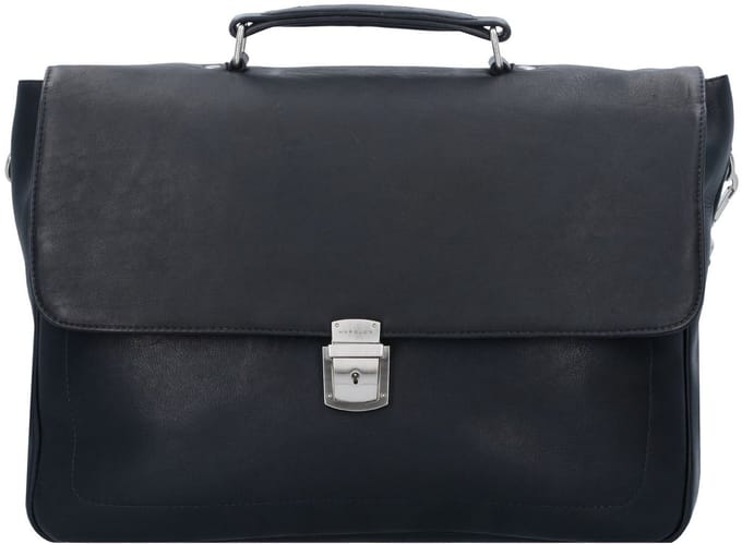 HAROLD'S Leren business tas laptoptas Campo Briefcase Lock Black zwart