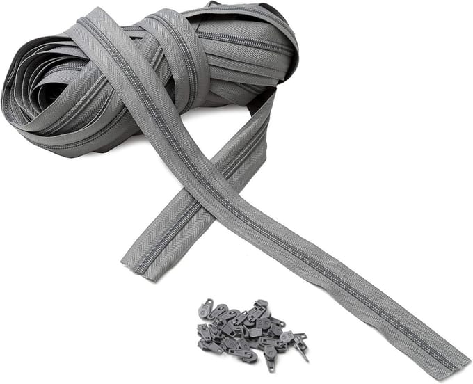 Doorlopende Nylon Ritssluiting op Rol - 10 Meter Maat 3# met 25 Schuivers