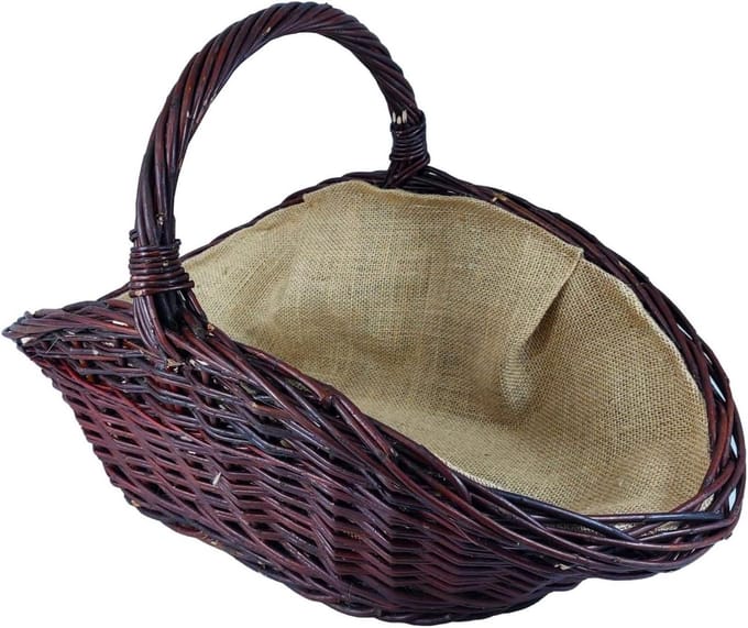 Houten mand - Wicker mand - Haardhout opslag - Handgeweven design - 57 x 34 x 33 cm