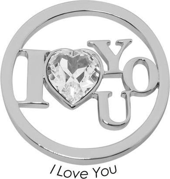 Quoins Disk I Love You staal zilverkleurig Large QMOK-28L-E-CC