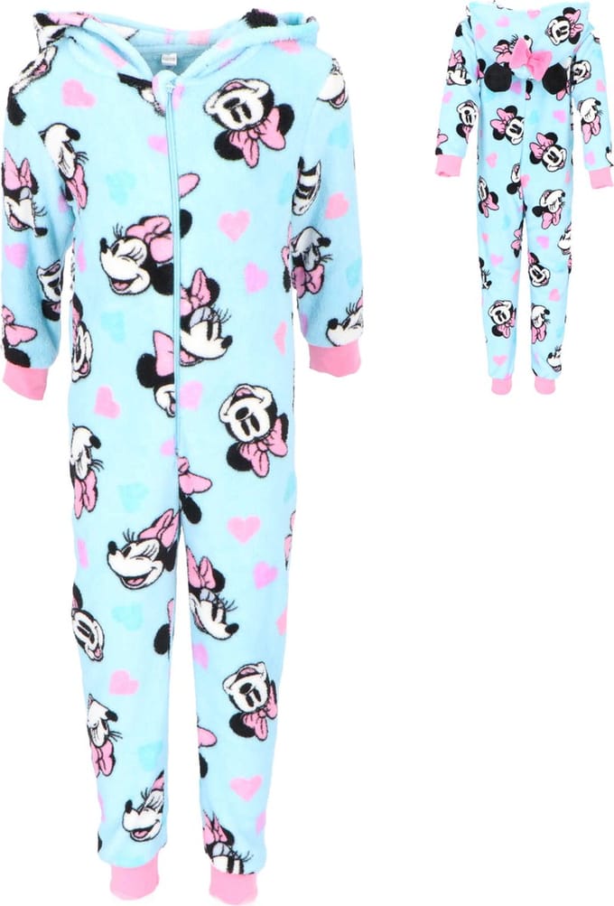 Minnie Mouse Coral-Fleece Onesie - Maat 122/128 - Polyester - Blauw