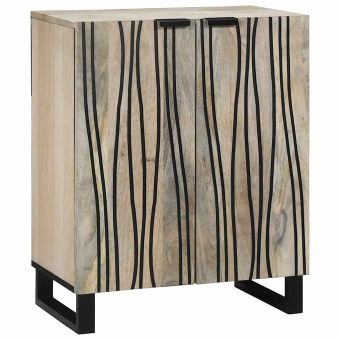 vidaXL - Dressoir - Wit - 60 - x - 33,5 - x - 75 - cm - Massief - Mango - Hout