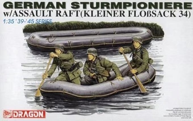 Dragon Modelbouwpakket Militaire voertuigen - 6076 German Sturmpioniere - w/Assault Raft - Kleiner Flossack 34 Plastic - 1:35 - Modelbouw