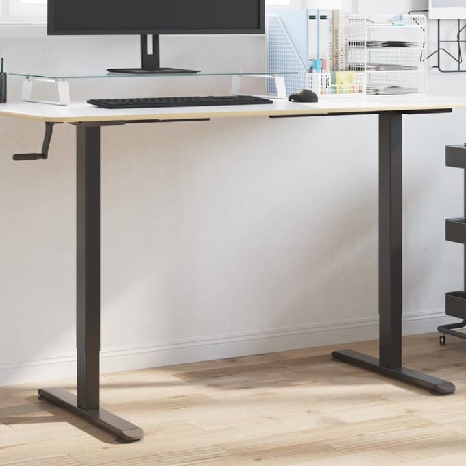 vidaXL - Zit-sta - bureauframe - (94-135)x60x(70-114) - cm - staal - zwart