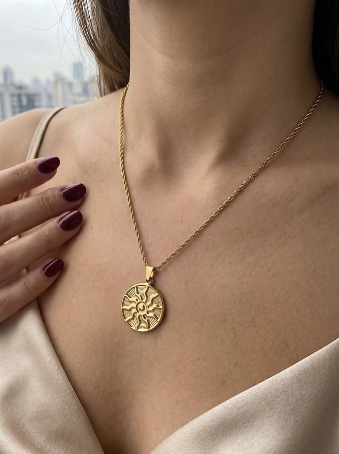 Anelplus Ketting Dames – Goudkleurig met sun – Elegant Design