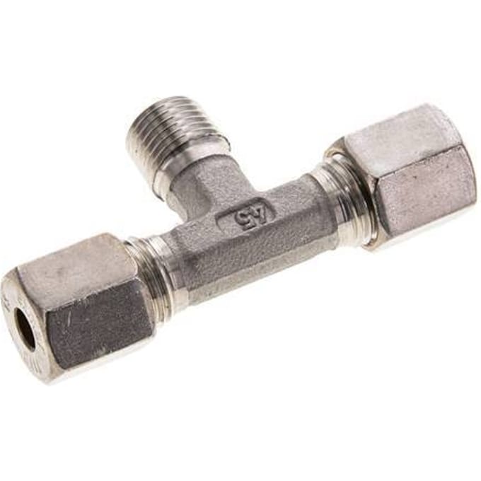 6S & R1/4'' RVS T-stuk Knelfitting Buitendraad 500bar ISO 8434-1