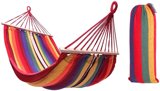 Rea - hangmat met spreidstok 1-persoons 80cm - 480144B geel 250x90