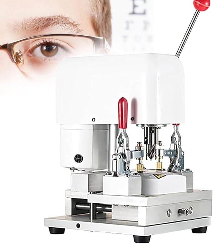 Bril Lens Boormachine - Lens Ponsmachine - Optische Verwerking - Driegats Stabiliteit - 4 kg - Zilver