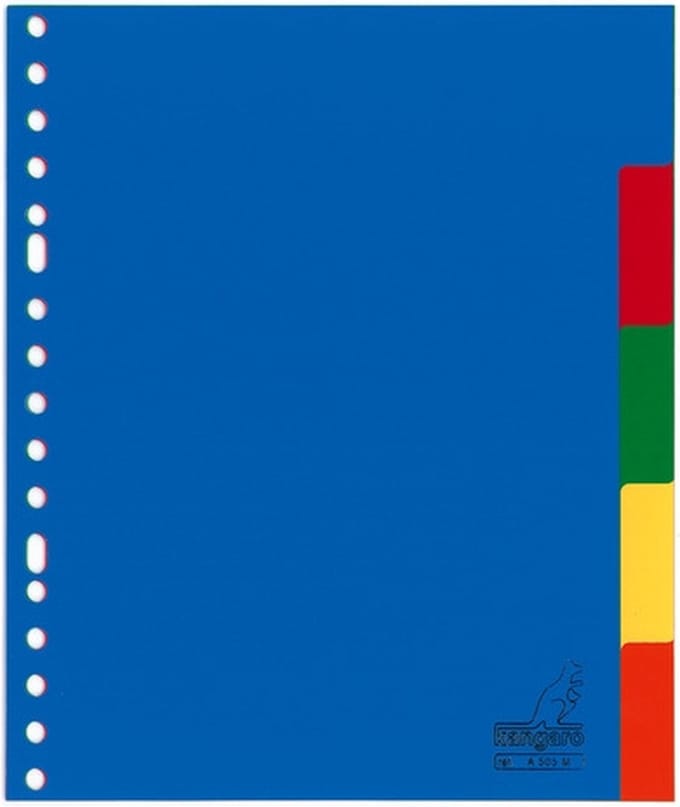Tabbladen Kangaro A5 17-gaats A505M 5-delig assorti PP - 25 stuks