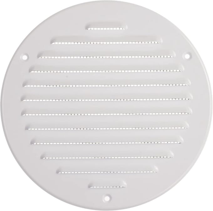 Ronde Ventilatie Rooster - 15,2 cm (6 inch) - Wit Metaal - Met Insectenfilter
