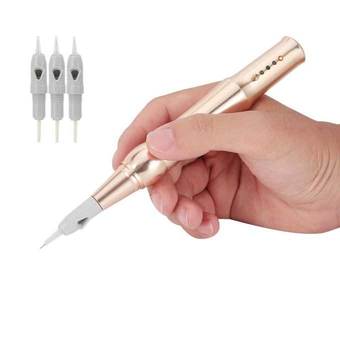 Microblading Pen Semi-Permanente Wenkbrauw Lip Eyeliner Tattoo Machine met Naalden US Plug beige