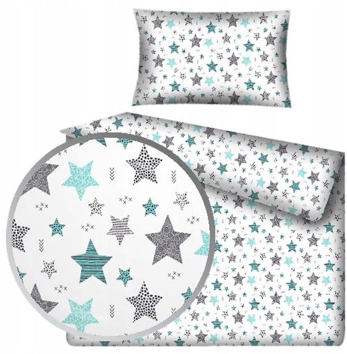 Kinderbeddengoed 100x135 cm Wit met Blauwe Sterren Katoen