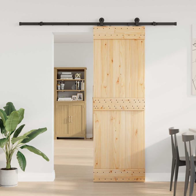 vidaXL - Schuifdeur - NARVIK - Naturel - en - Zwart - 70 - x - 210 - cm - (213,5 - cm)