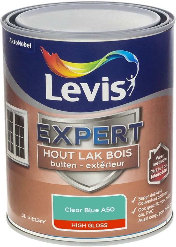 Levis - Expert Hout Lak Buiten High Gloss Mix - Clear Blue A50 - Mengverf - 1 L