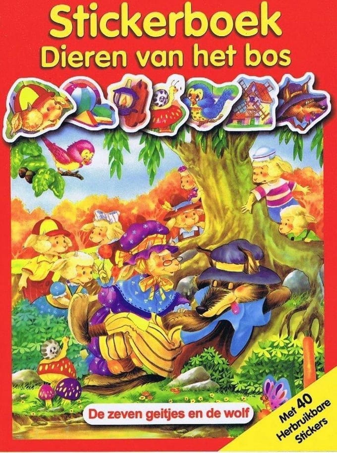 Flash Stickerboek Dieren Van Het Bos De Zeven Geitjes 40 Stickers