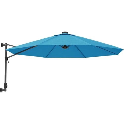 vidaXL - Wandparasol - met - LEDs - 290 - cm - zeeblauw