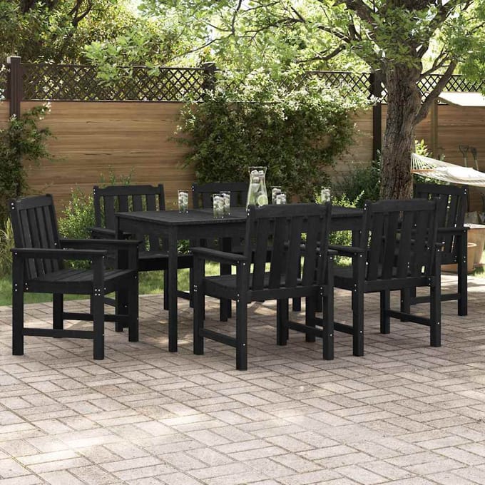 vidaXL Tuinstoel 6 pcs Zwart 65.5 x 59 x 88 cm Polyetheen