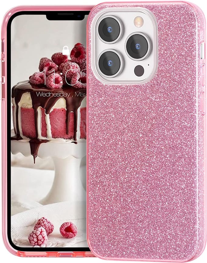 Backcover Geschikt voor Apple iPhone 13 Pro Max - Roze - Glitters - Soft TPU