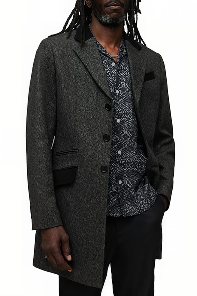 AllSaints Tommy Coat Charcoal Grey Taglia: S | Cappotti monopetto Outlet | Uomo | Nero