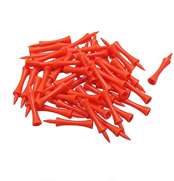 Grote oranje golf tees - Pack van 50 stuks - 70mm hoog