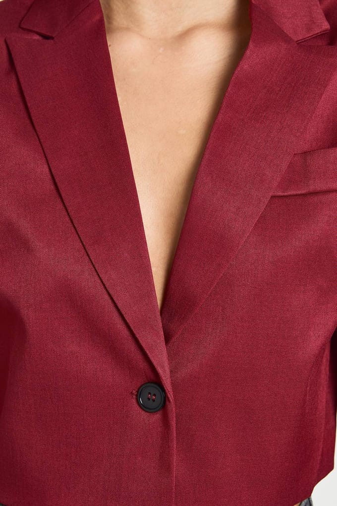 boohoo Dames Boxy Crop Blazer | Burgundy | Maat: 8