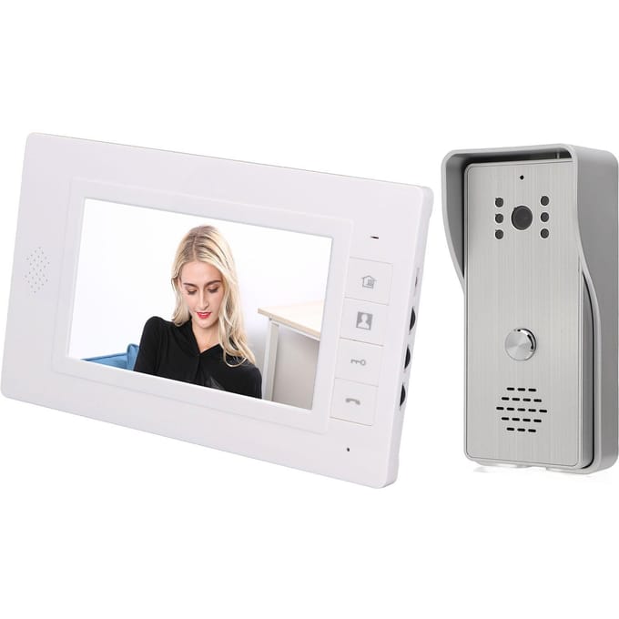 Système d'interphone vidéo intelligent avec écran de 7 pouces, interphone filaire grand angle de 120 degrés, kits de sonnette avec EU Plug argenté