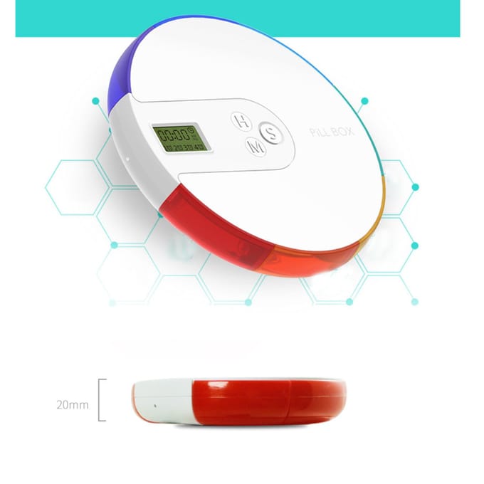 Pilulier électronique avec rappel intelligent Portable 7 compartiments Organisateur de pilules hebdomadaire avec minuterie 1224 multicolore