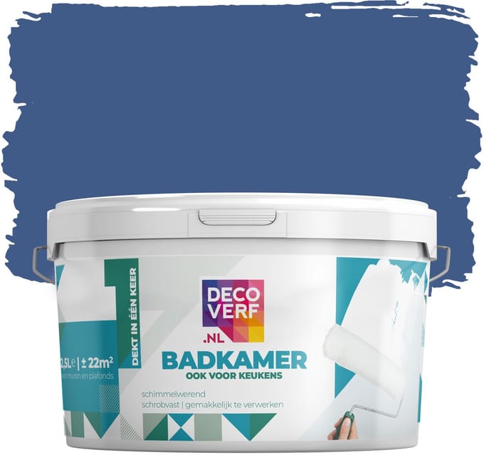 Decoverf badkamer verf koningsblauw, 2.5L